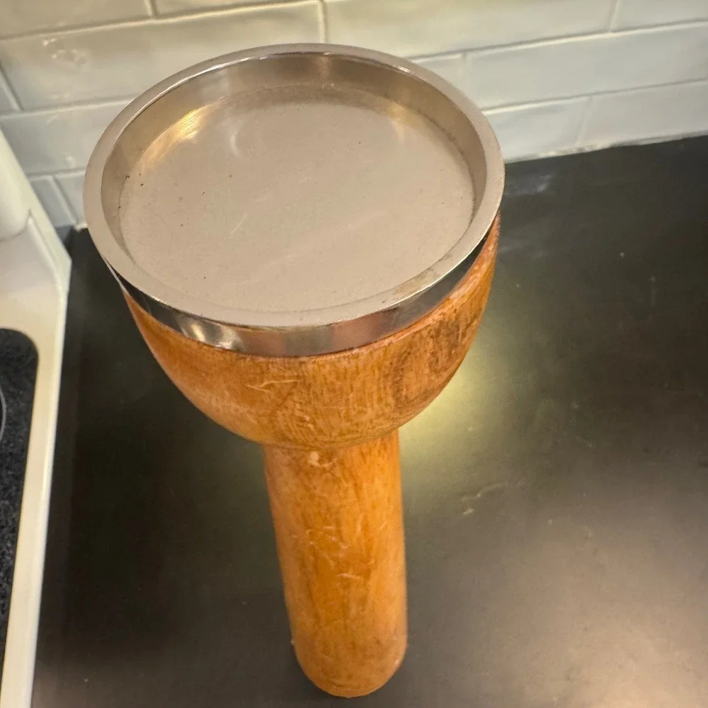 Tall Wooden Pillar Candle Holder Home Decor 18.5in Brown MCM Rustic Tapered